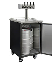 Load image into Gallery viewer, Kegco 24&quot; Wide Homebrew Four Tap Black Commercial Kegerator with Kegs