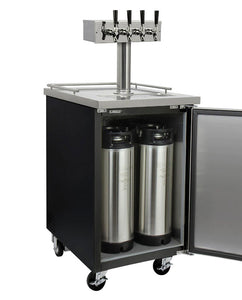 Kegco 24" Wide Homebrew Four Tap Black Commercial Kegerator