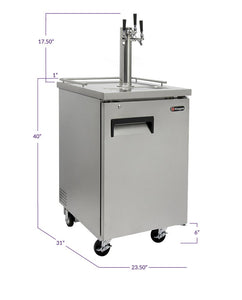 Kegco 24" Wide Homebrew Triple Tap All Stainless Steel Commercial Kegerator