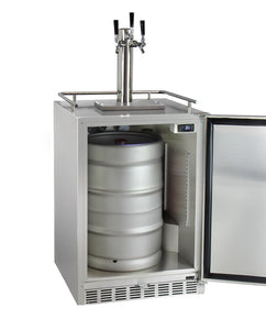 Kegco 24" Wide Triple Tap All Stainless Steel Outdoor Built-In Right Hinge Kegerator with Kit