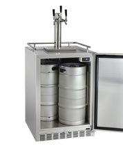 Load image into Gallery viewer, Kegco 24&quot; Wide Triple Tap All Stainless Steel Outdoor Built-In Right Hinge Kegerator with Kit