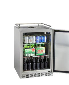 Kegco 24" Wide Triple Tap All Stainless Steel Outdoor Built-In Right Hinge Kegerator with Kit