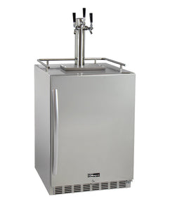 Kegco 24" Wide Triple Tap All Stainless Steel Outdoor Built-In Right Hinge Kegerator with Kit