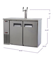 Load image into Gallery viewer, Kegco 49&quot; Wide Dual Tap All Stainless Steel Commercial Kegerator