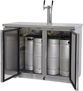 Kegco 49" Wide Dual Tap All Stainless Steel Commercial Kegerator