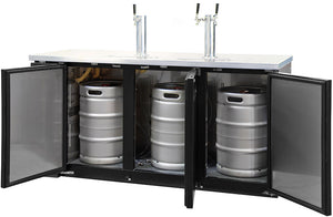 Kegco 72" Wide Triple Tap Black Commercial Kegerator