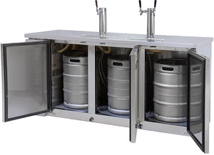 Kegco 72" Wide Triple Tap Stainless Steel Commercial Kegerator